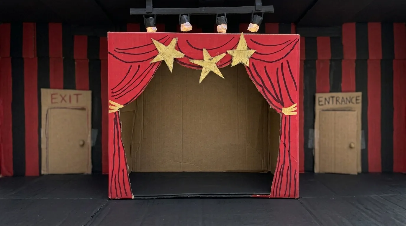 A handmade cardboard theatre